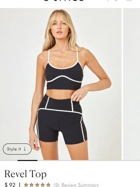l*space Black Tank Top with White Trim